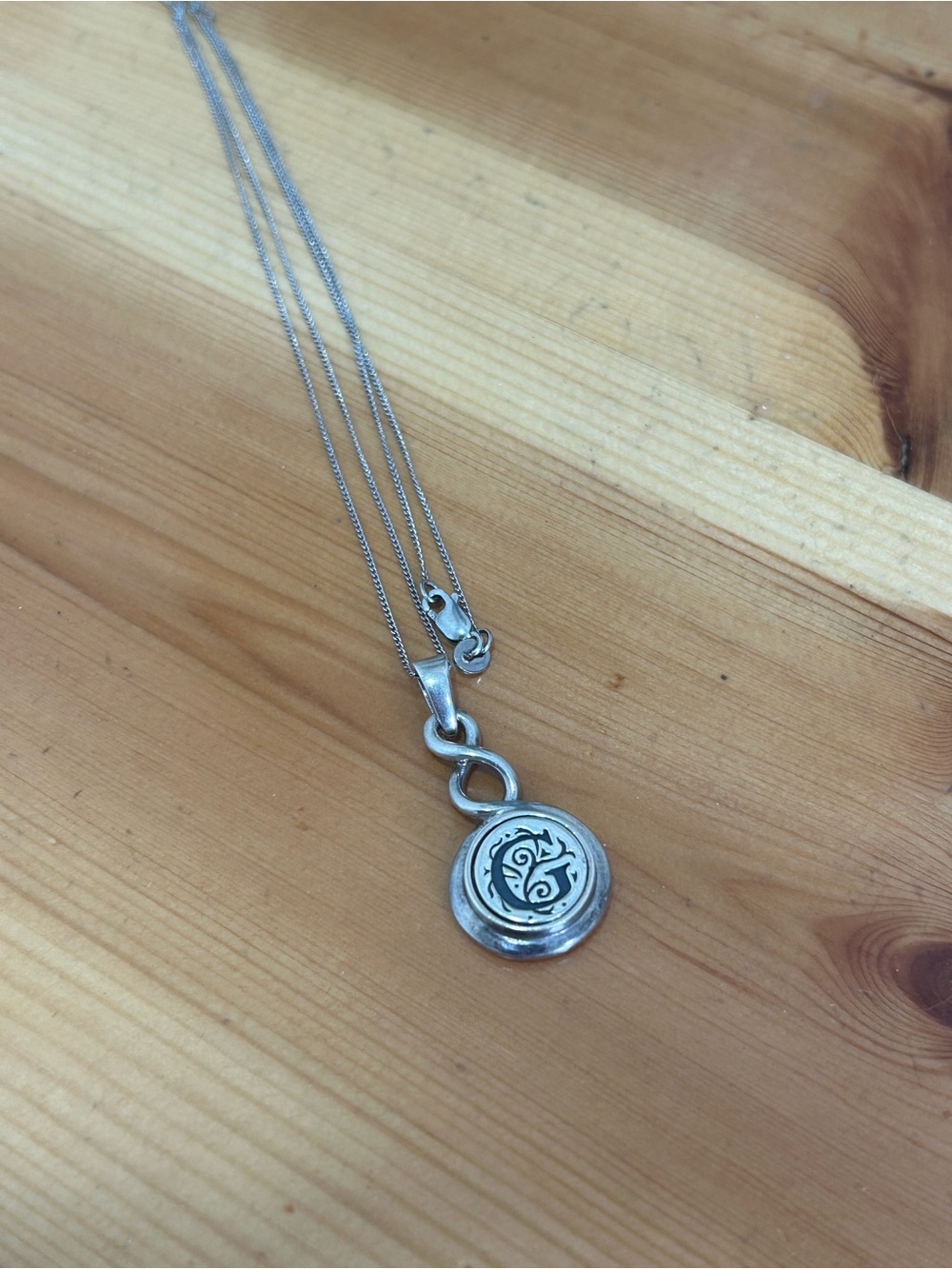 S925 Sterling Silver "G" Initial Infinity Circle Pendant Necklace
